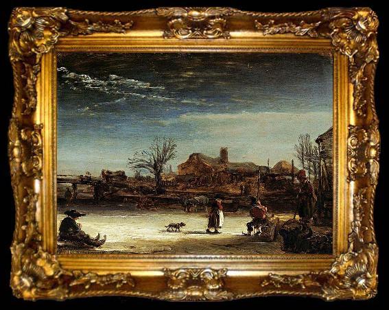 framed  REMBRANDT Harmenszoon van Rijn Winter Landscape, ta009-2